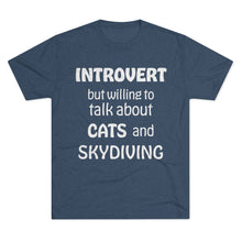 Load image into Gallery viewer, Introvert but Cats and Skydiving - Men's Tri-Blend Crew Tee