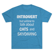 Load image into Gallery viewer, Introvert but Cats and Skydiving - Men's Tri-Blend Crew Tee