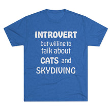 Load image into Gallery viewer, Introvert but Cats and Skydiving - Men's Tri-Blend Crew Tee