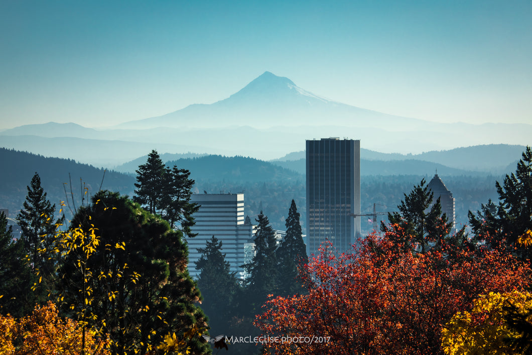 Mt Hood over Downtown PDX - Photo Print