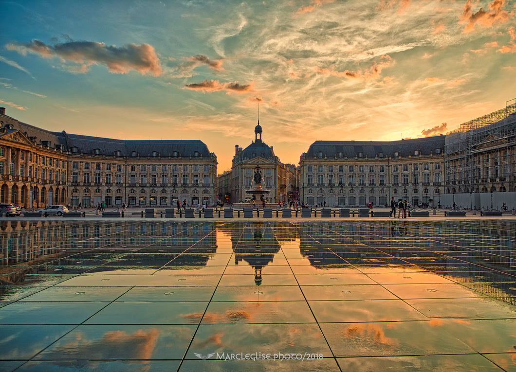 Sunset over Place de la Bourse - Photo Print