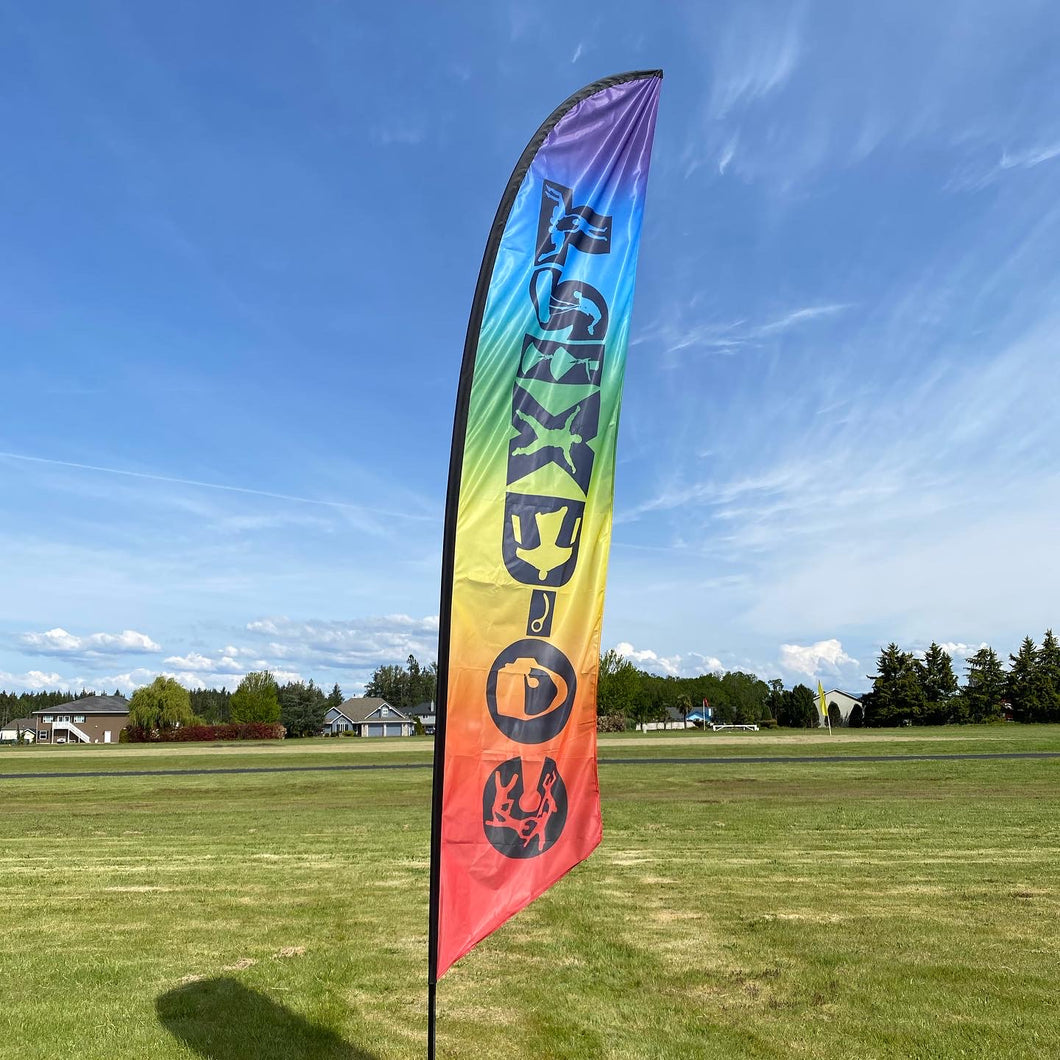 Skydivers Co-Exist - Rainbow Feather Flag Wind Blade